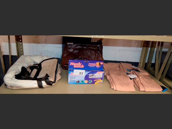 BROWN LEATHER HANDBAG, DOG CARRIER BAG, etc