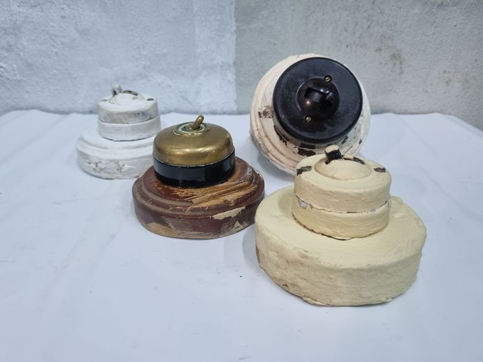 Collection of Antique Bakelite and Brass Light Switches