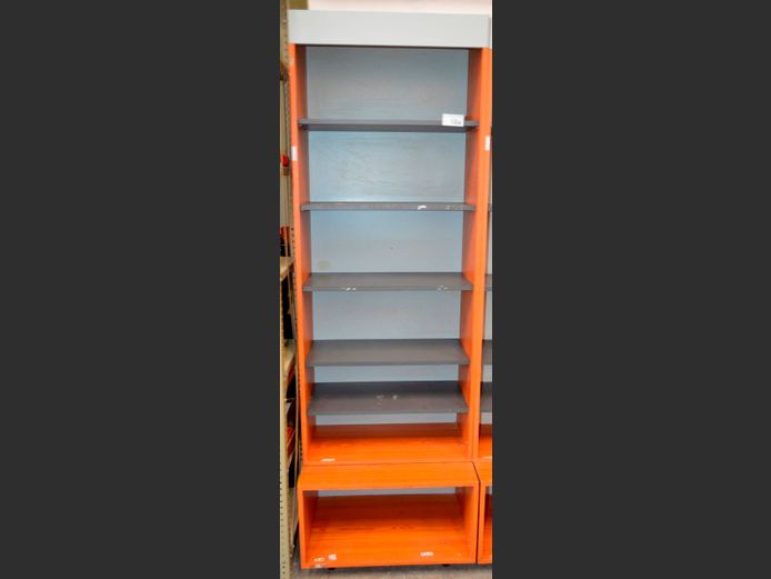 CHERRY FOIL & GREY DISPLAY SHELF, 65 x 45 x 197cm