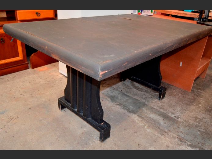 BLACK PAINTED TABLE, 153 x 95 x 76cm [In need of restoration]