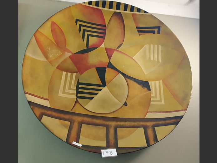 GLASS FIBRE HAND PAINTED DECORATIVE WALL PLATE "ABSTRACT" 100cm Diameter