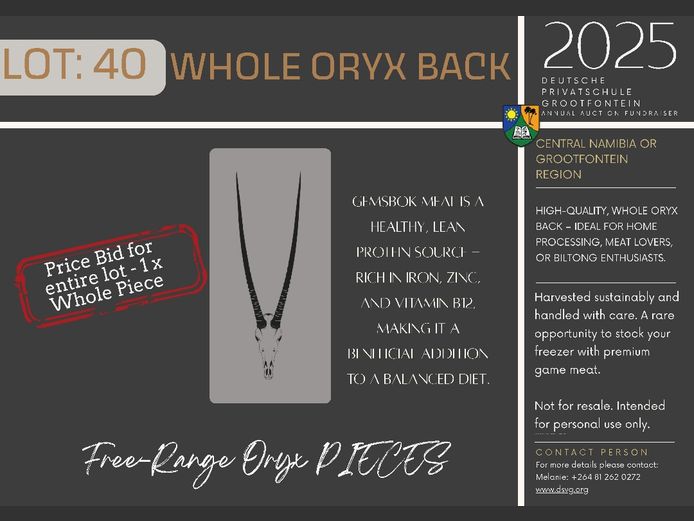 WHOLE ORYX BACK