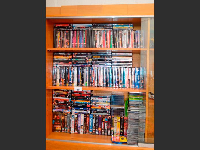 LARGE LOT: DVD's, CD's, CD RACKS, etc