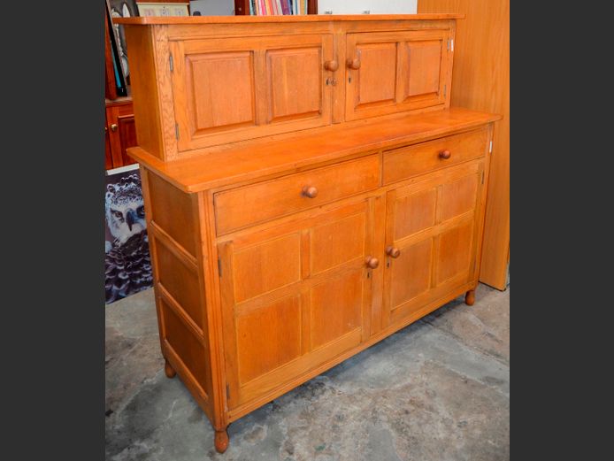 OAK 4-DOOR, 2-DRAWER SIDEBOARD, 137 x 48 x 128cm