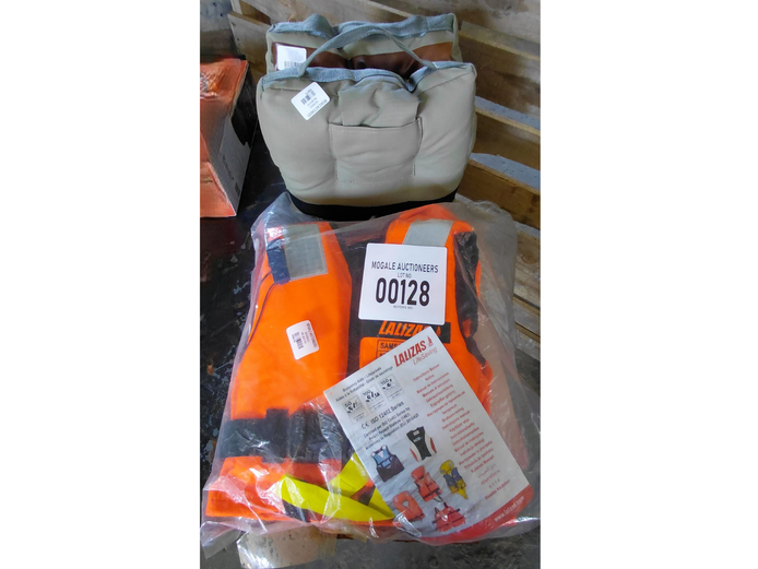 LOT OF LIFE JACKET/ CUSHIONED BAG 