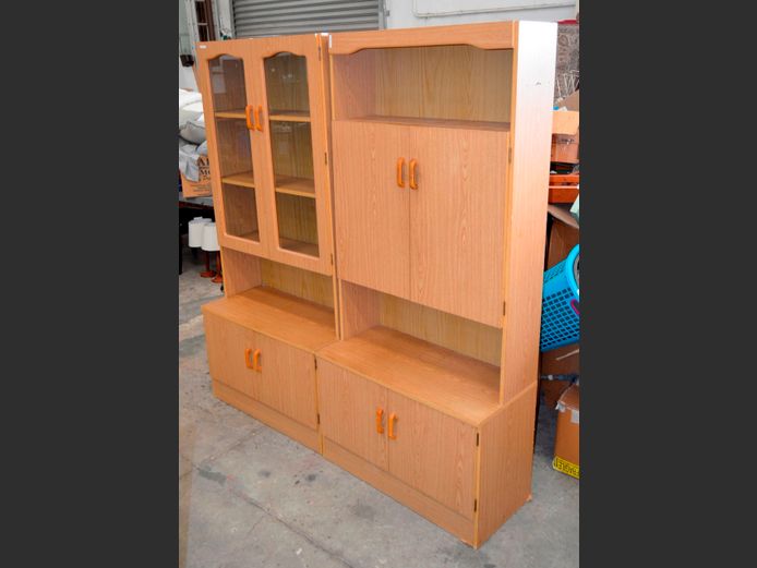 OAK FOIL 2-PIECE, 8-DOOR WALL UNIT, 84 x 40 x 184cm