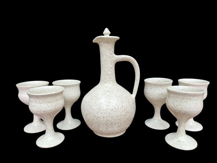 1970's Pottery Decanter Set