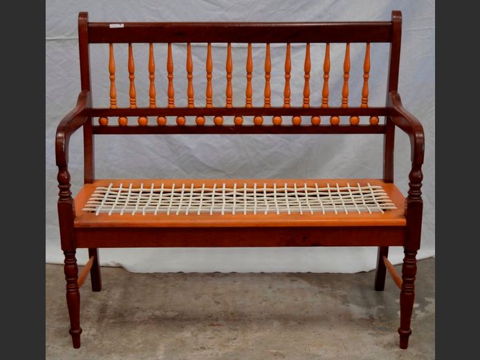 YELLOWWOOD & IMBUIA 2-SEATER RIEMPIE BENCH, 108 x 43cm