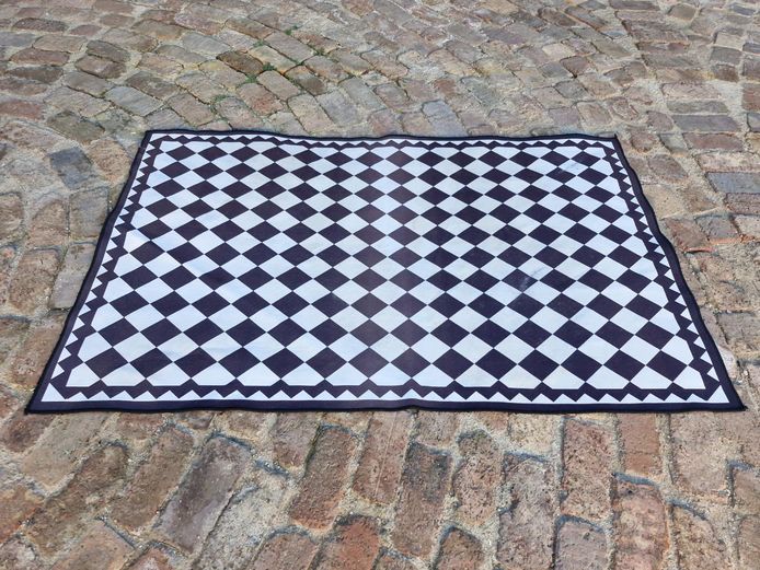 Harlequin Diamond Pattern Area Rug - Black & White Geometric
