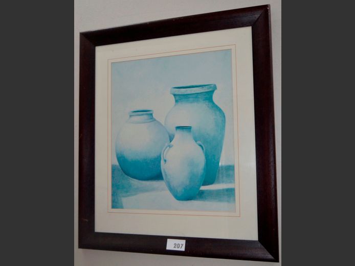 DARKWOOD FRAMED PRINT "VASES", 59 x 49cm