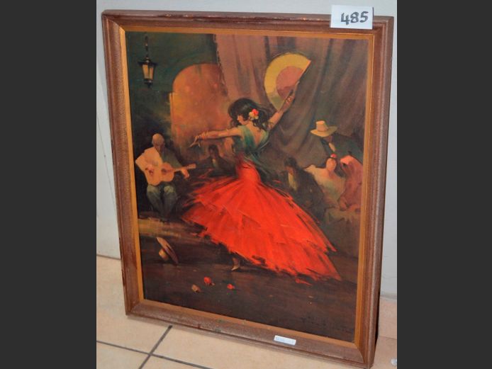 FRAMED PRINT "FLAMENCO DANCER", 60 x 49cm