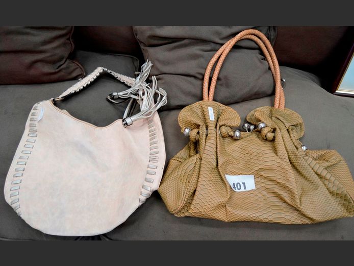 LOT OF 2: LEATHER TOUCH LADIES HANDBAGS