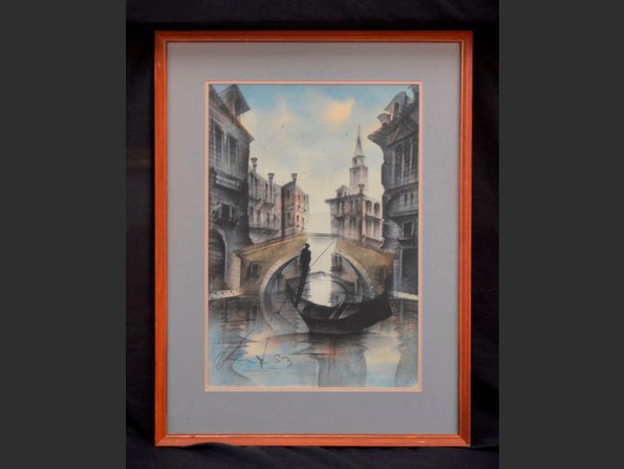 FRAMED PRINT "VENICE SCENE", 49 x 33.5cm