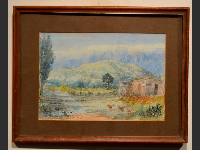 FRAMED WATERCOLOUR "COTTAGE", 24.8 x 17.2cm