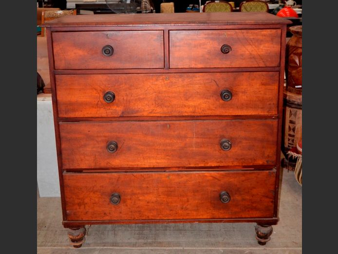 VICTORIAN CEDAR 2-OVER-3 CHEST OF DRAWERS, 122 x 51 x 127cm