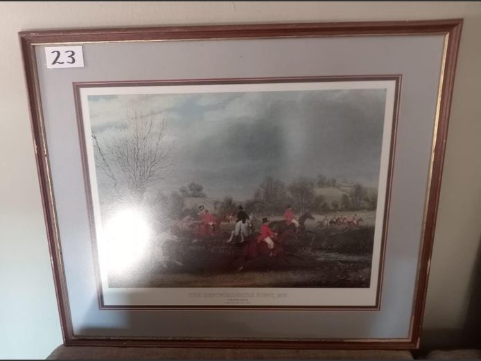 FRAMED PRINT "THE FOX CHASE", 56 x 40cm
