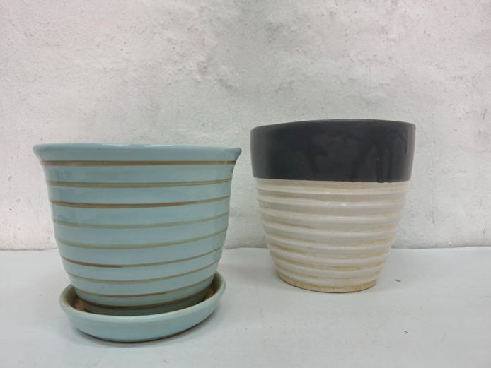 Decorative Ceramic Ribbed Planters
