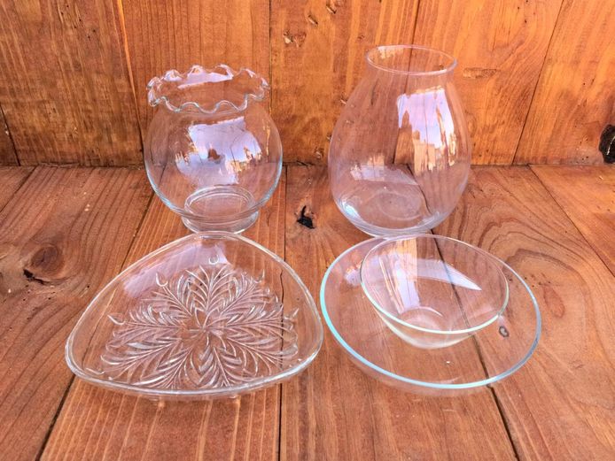 Set of 5 Assorted Clear Glass Tableware & Vases Collection
