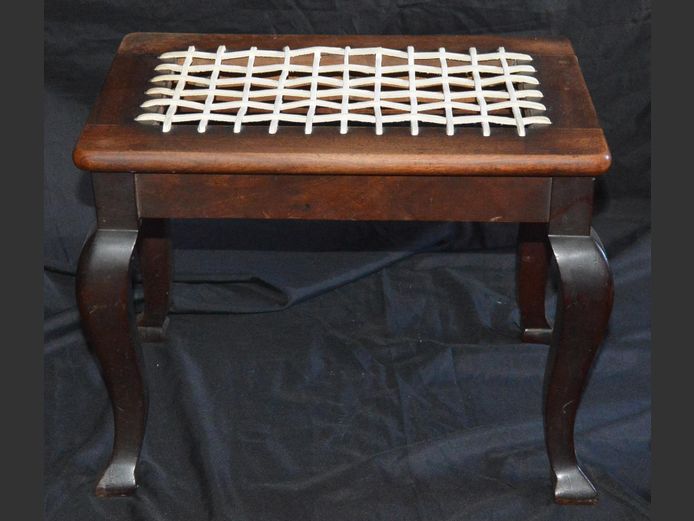 IMBUIA RIEMPIE STOOL, 46 x 31 x 36cm