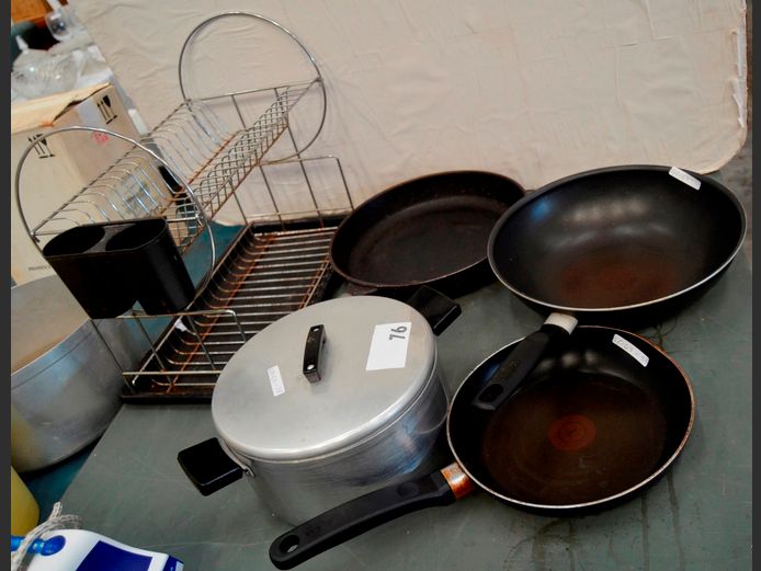 POT, PANS, DISH DRYING RACK, etc