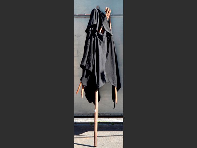 WOODEN PATIO UMBRELLA [Damaged]