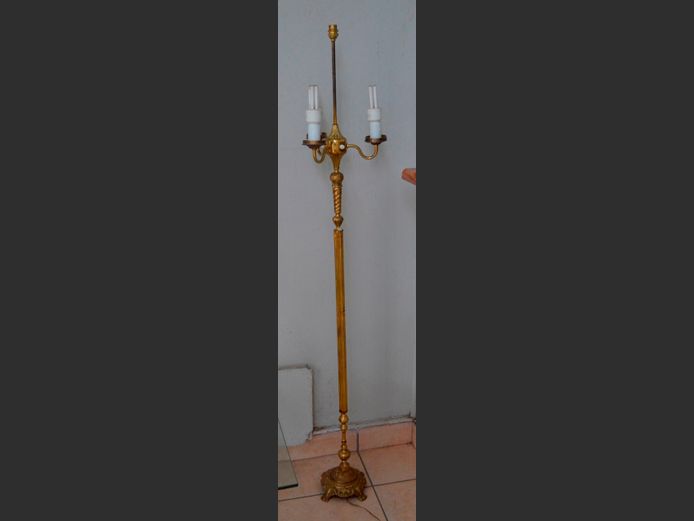 BRASS STANDING LAMP WITH SHADE, 160cm High