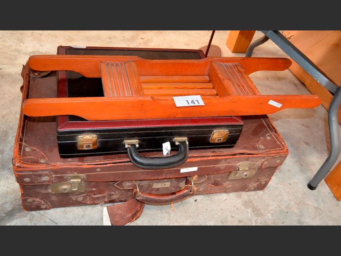 VINTAGE SUITCASE, LEATHER TOUCH BRIEFCASE, etc