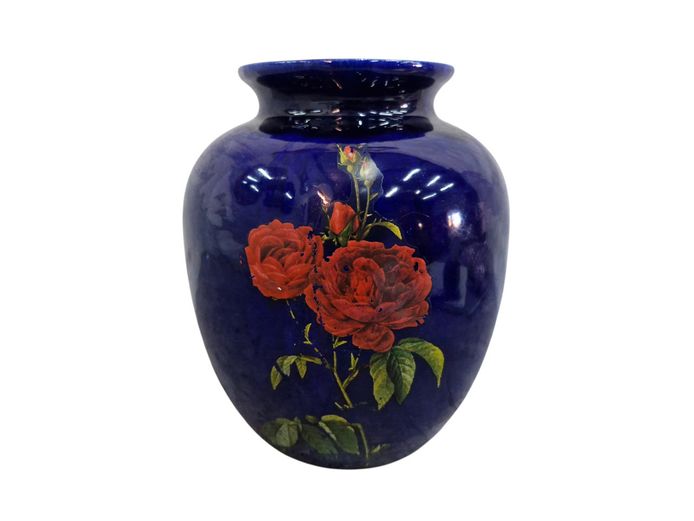 1950's South Afrca Lucia Ware Cobalt Blue Rose Vase
