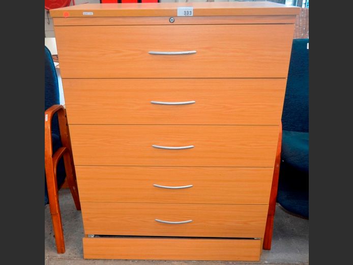 OAK FOIL 5-DRAWER HANG FILE CABINET, 113 x 60 x 149cm