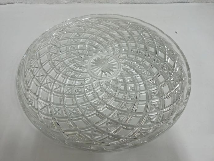Circular Cut Crystal Glass Cake Stand Base / Serving Platter