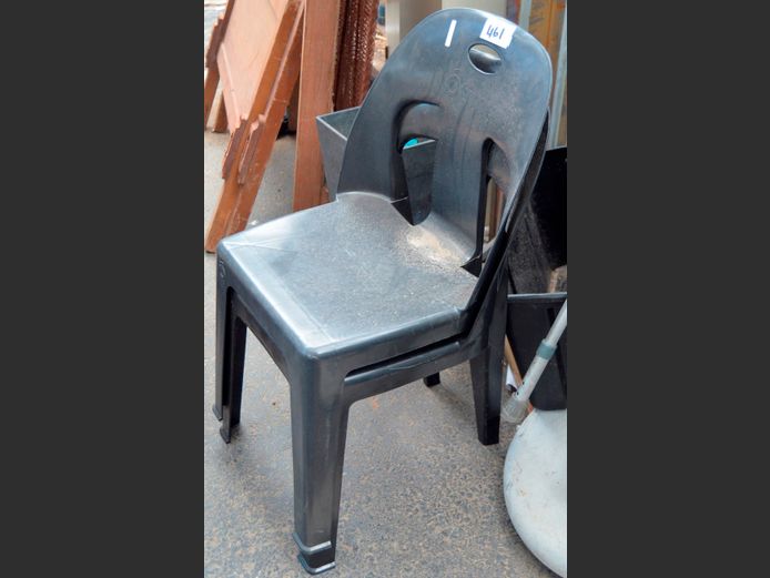 PAIR BLACK PLASTIC PATIO CHAIRS