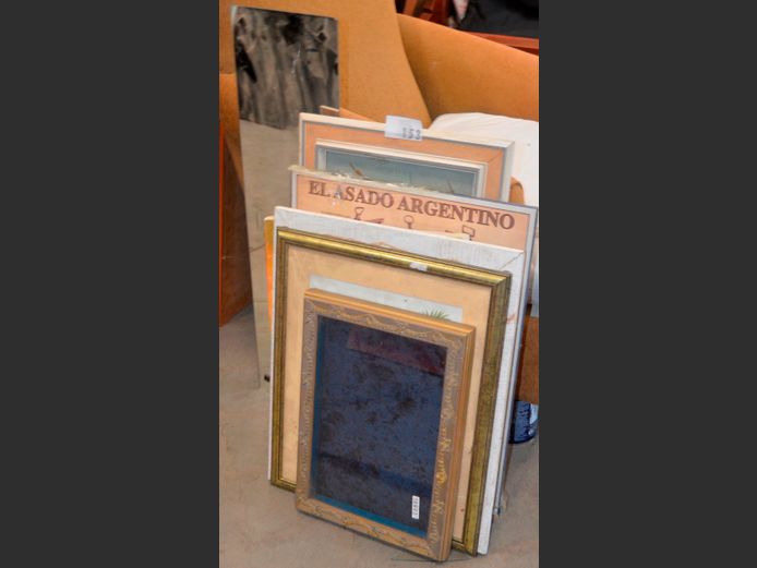 FRAMED PRINT "PALM TREE", FRAMED OIL ON BOARD "FLOWERS IN VASE", MIRROR, etc