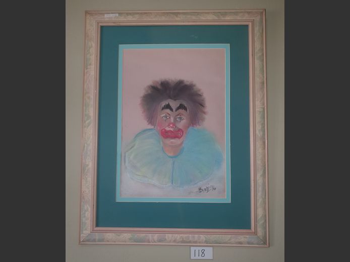 FRAMED PASTEL "CLOWN", 34 x 49cm