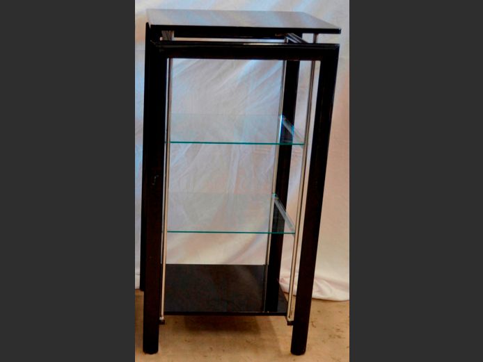 CHROME & GLASS 3-TIER DISPLAY STAND, 60 x 53 x 119cm