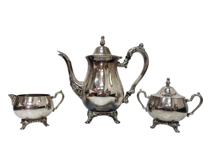 Vintage Silver-Plated 3-Piece Tea Service Set