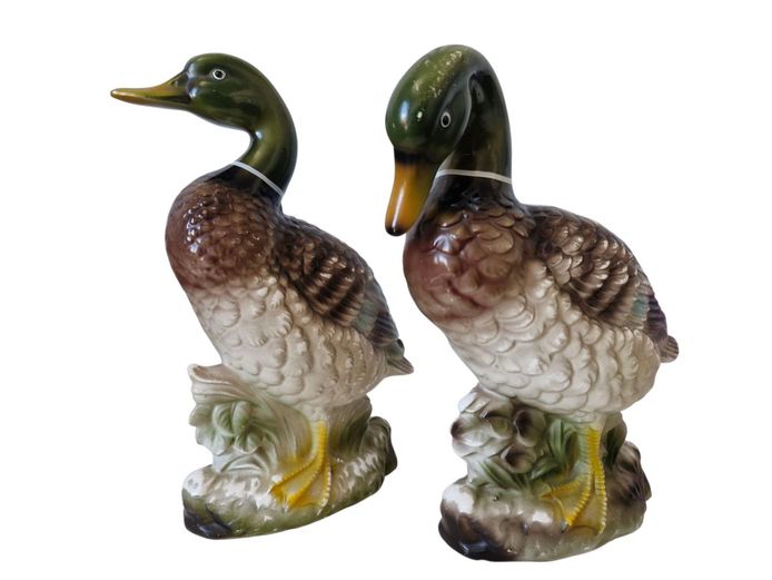 Vintage Pair of Porcelain Mallard Duck Figurines