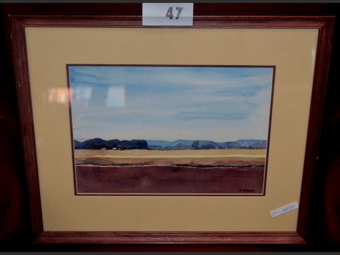 FRAMED PRINT "LANDSCAPE" SIGNED M. RIMMELL, 29.5 x 21cm