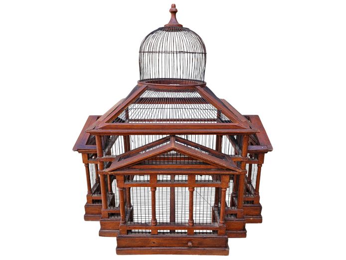 Large Architectural Wooden Bird Cage