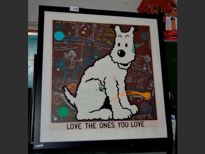 DARK FRAMED, SIGNED & NUMBERED PRINT "LOVE THE ONES YOU LOVE", 78 x 74.5cm