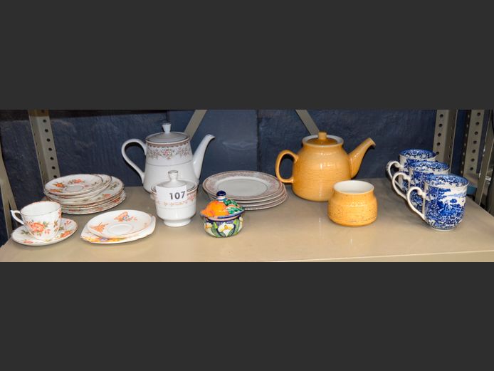 WILLIAM JAMES, AZALEA, NAGOYA & OTHERS: TEAPOTS, MUGS, CAKE PLATES, etc