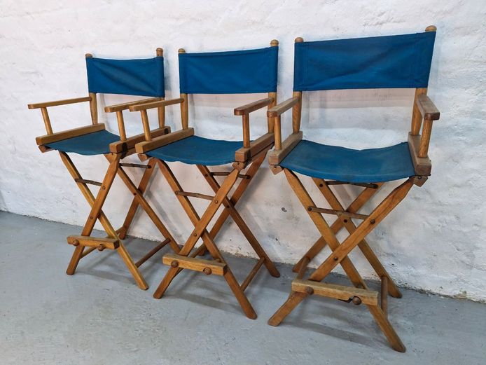 Trio of Mid-Century Style Tall Wood Director's Chairs