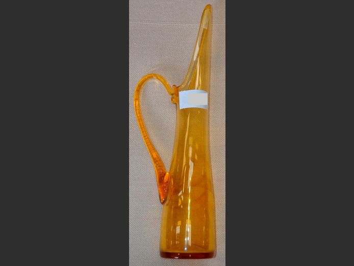 TALL BROWN GLASS PITCHER, 53cm High [Damaged]