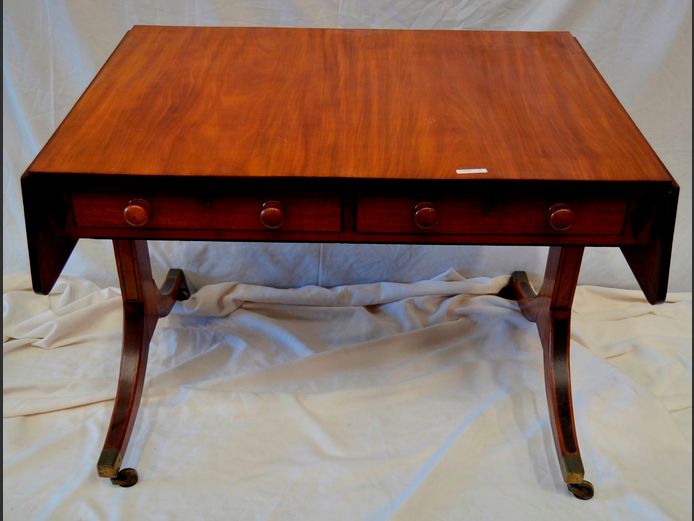GEORGIAN MAHOGANY 2-DRAWER DROPLEAF WRITING TABLE, 144 x 69 x 72cm