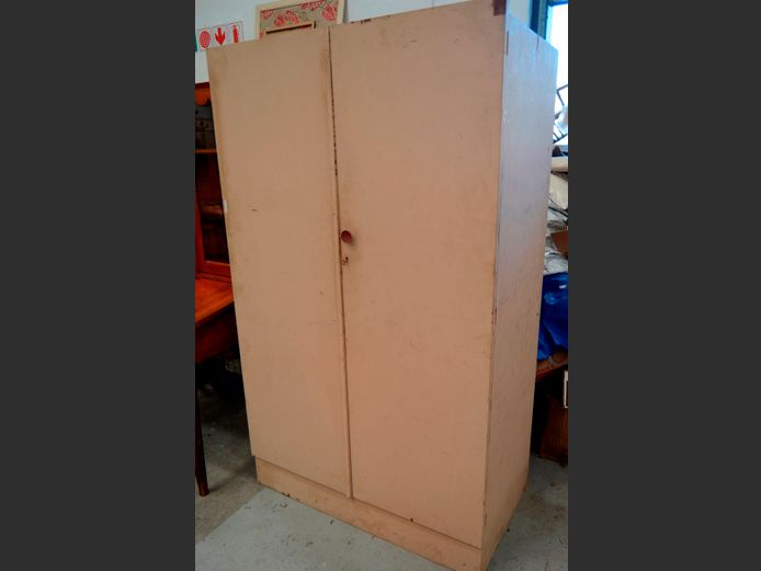 PAINTED 2-DOOR WARDROBE, 107 x 59 x 179cm [Needs re-painting, no knob]