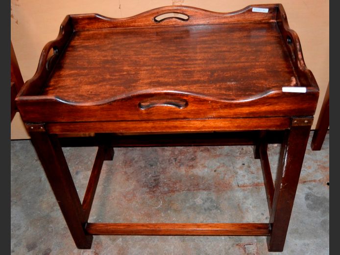 DARKWOOD BUTLER'S TRAY STYLE SIDE TABLE, 65 x 44 x 60cm