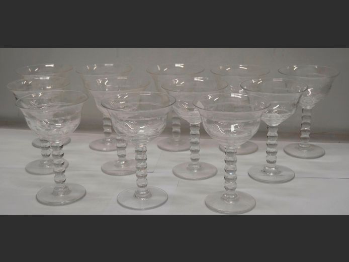SET OF 12 CRYSTAL CHAMPAGNE COUPES