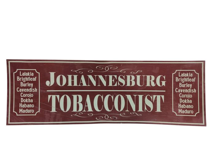 Vintage-Style "Johannesburg Tobacconist" Vinyl Board Sign