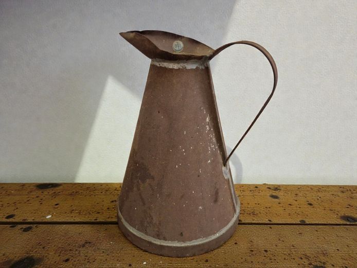 Antique Galvanized Steel Conical Pitcher