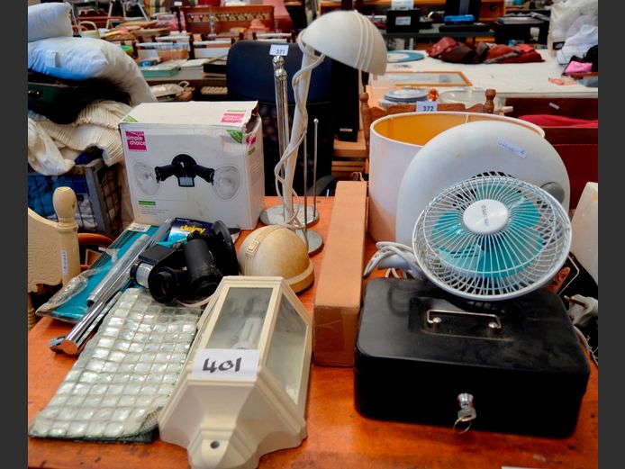 FAN HEATER, DESK LAMP, CASH BOX, etc [Untested]