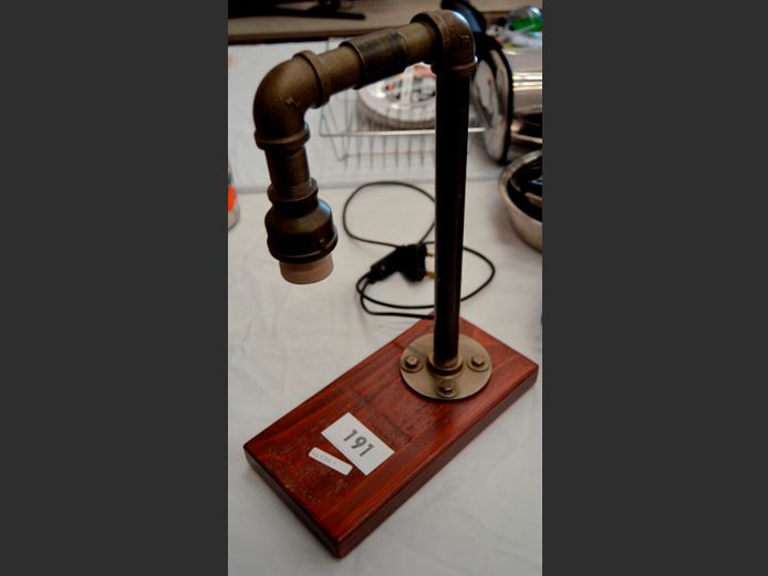 STEAM PUNK STYLE WOOD & METAL DESK LAMP, 30 x 15 x 42cm